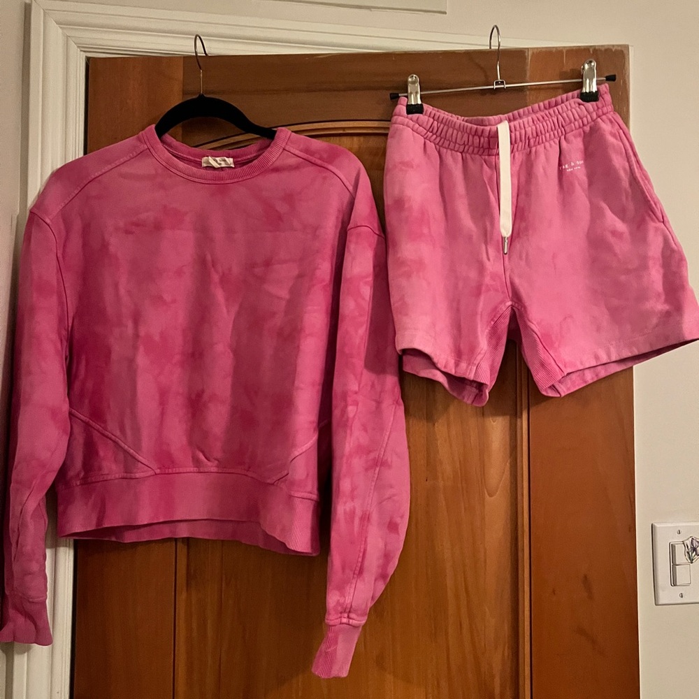 Rag and bone sweat set. Pink Tie-Dye Sweatshirt and Shorts Set